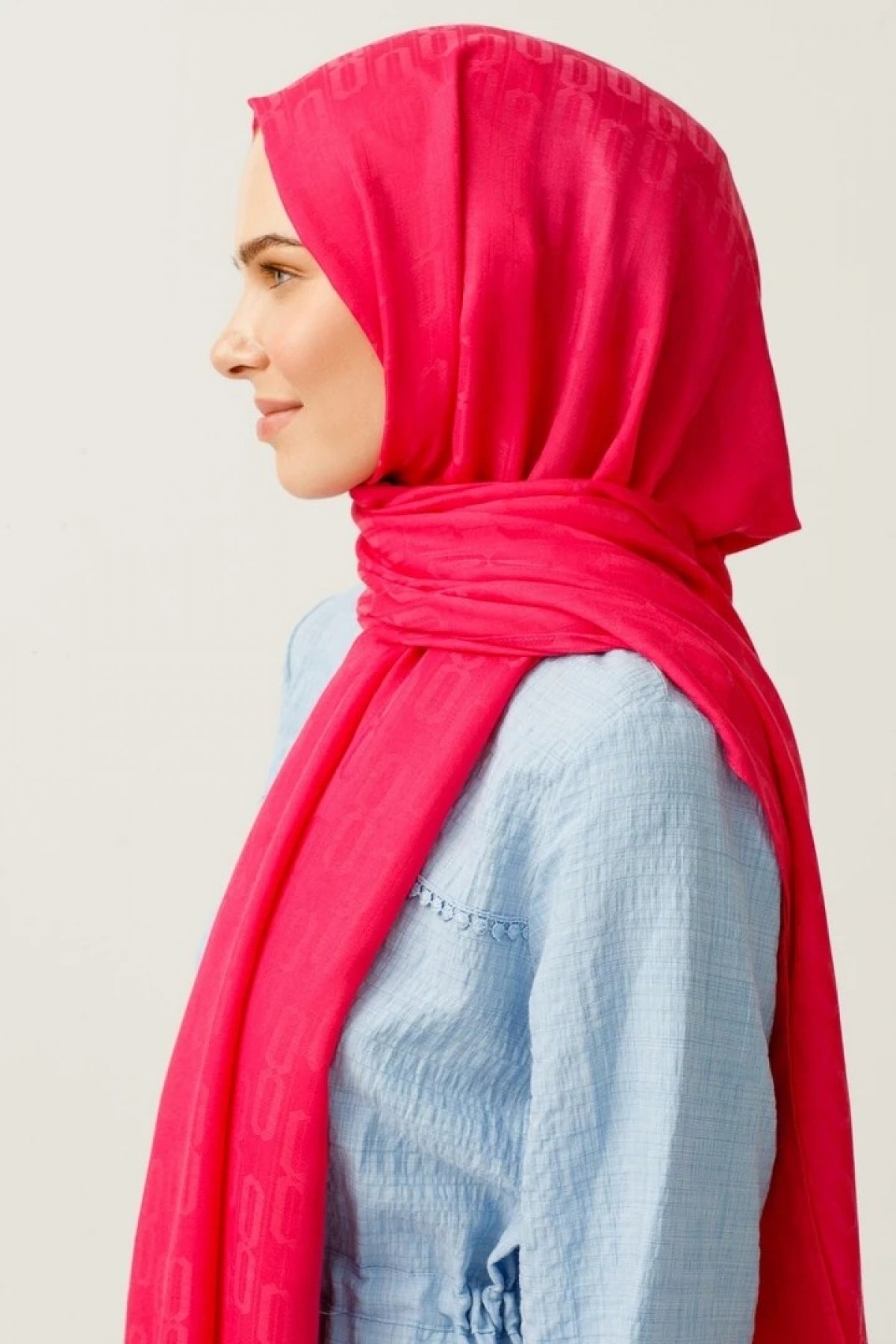 Chain Pattern Cotton Jacquard Scarf 