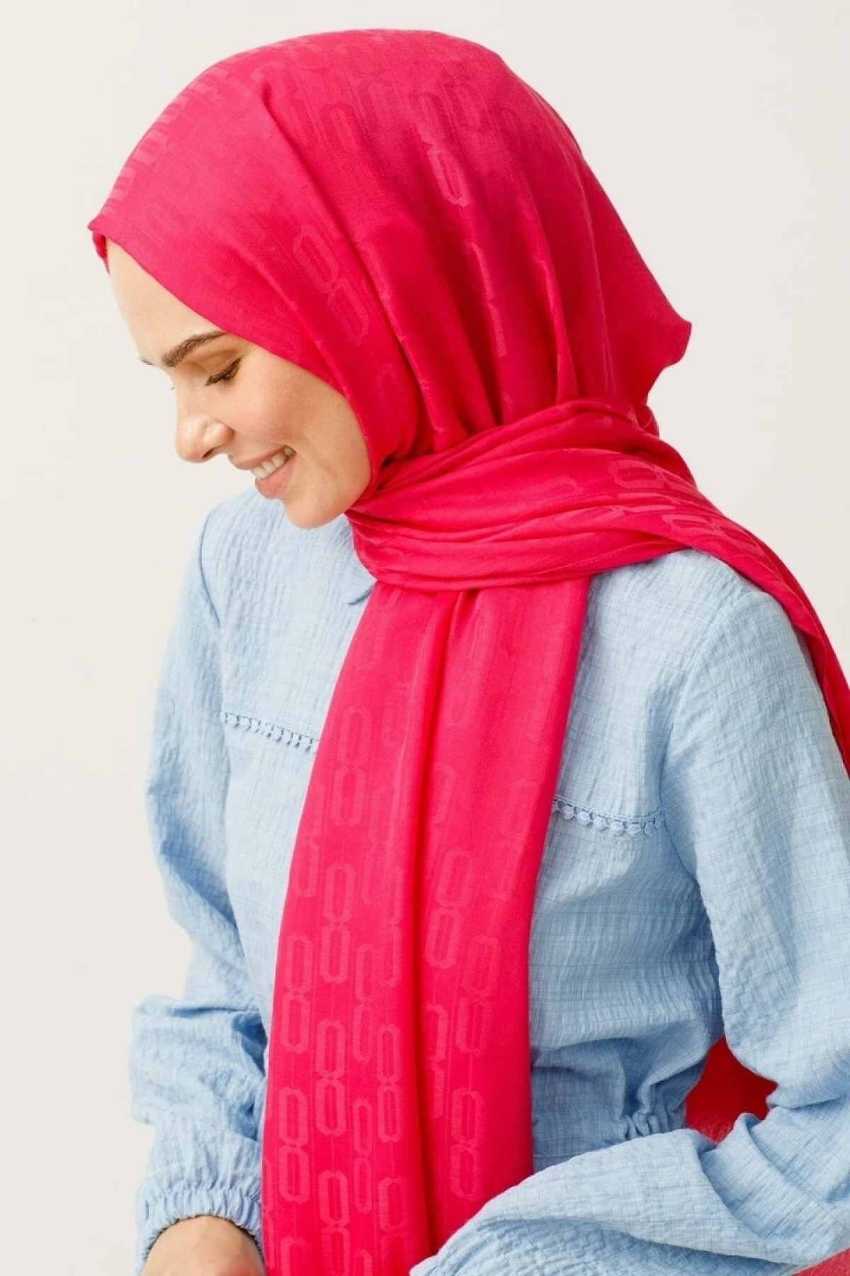 Chain Pattern Cotton Jacquard Scarf 