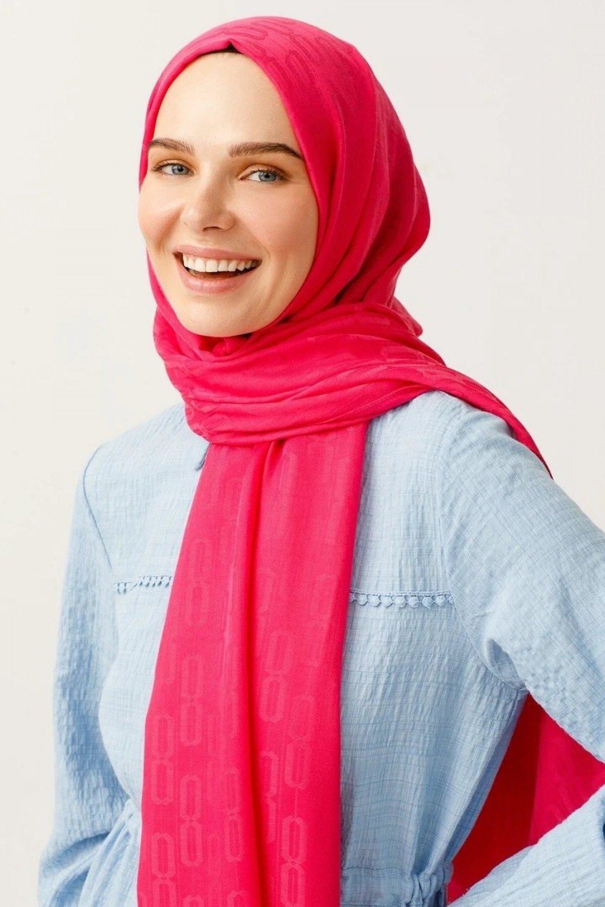 Chain Pattern Cotton Jacquard Scarf 