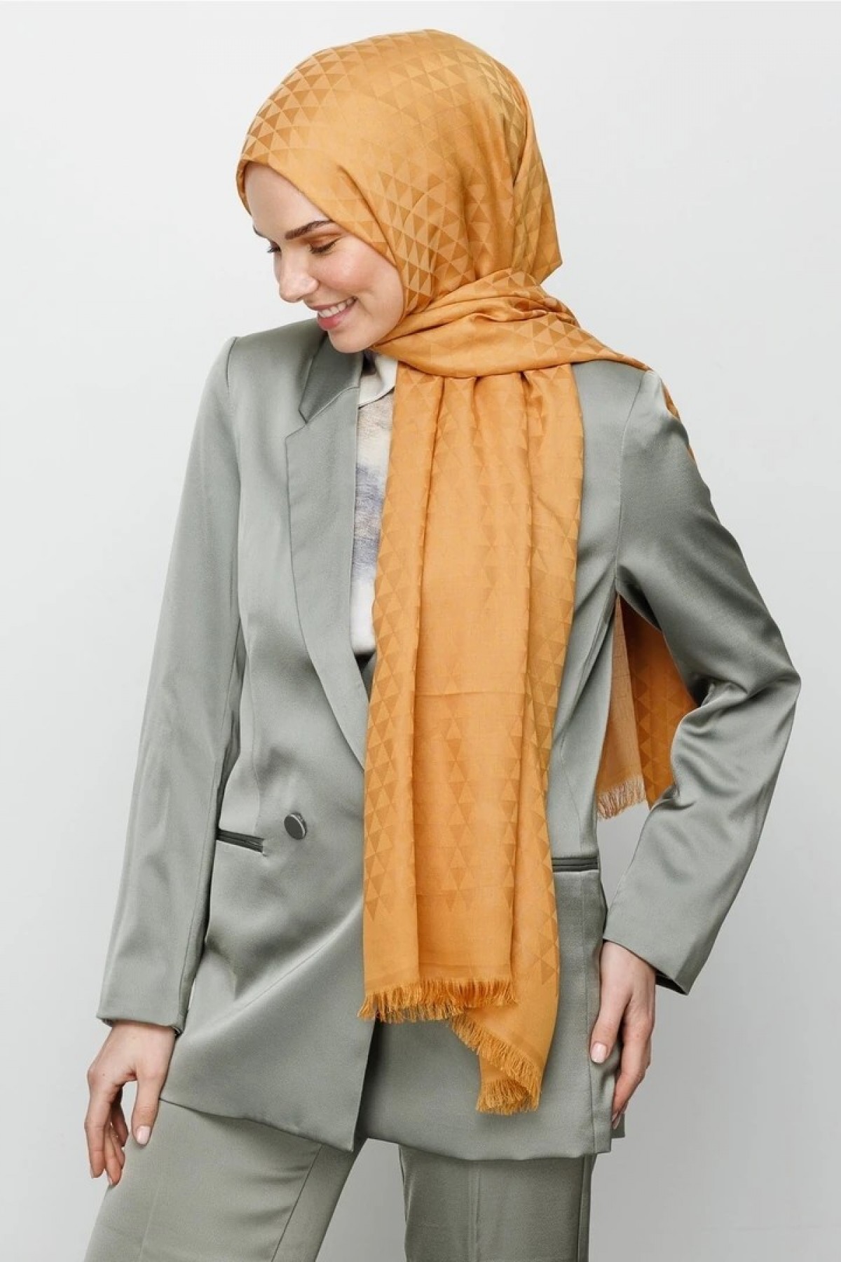 Prism Pattern Cotton Jacquard Scarf 
