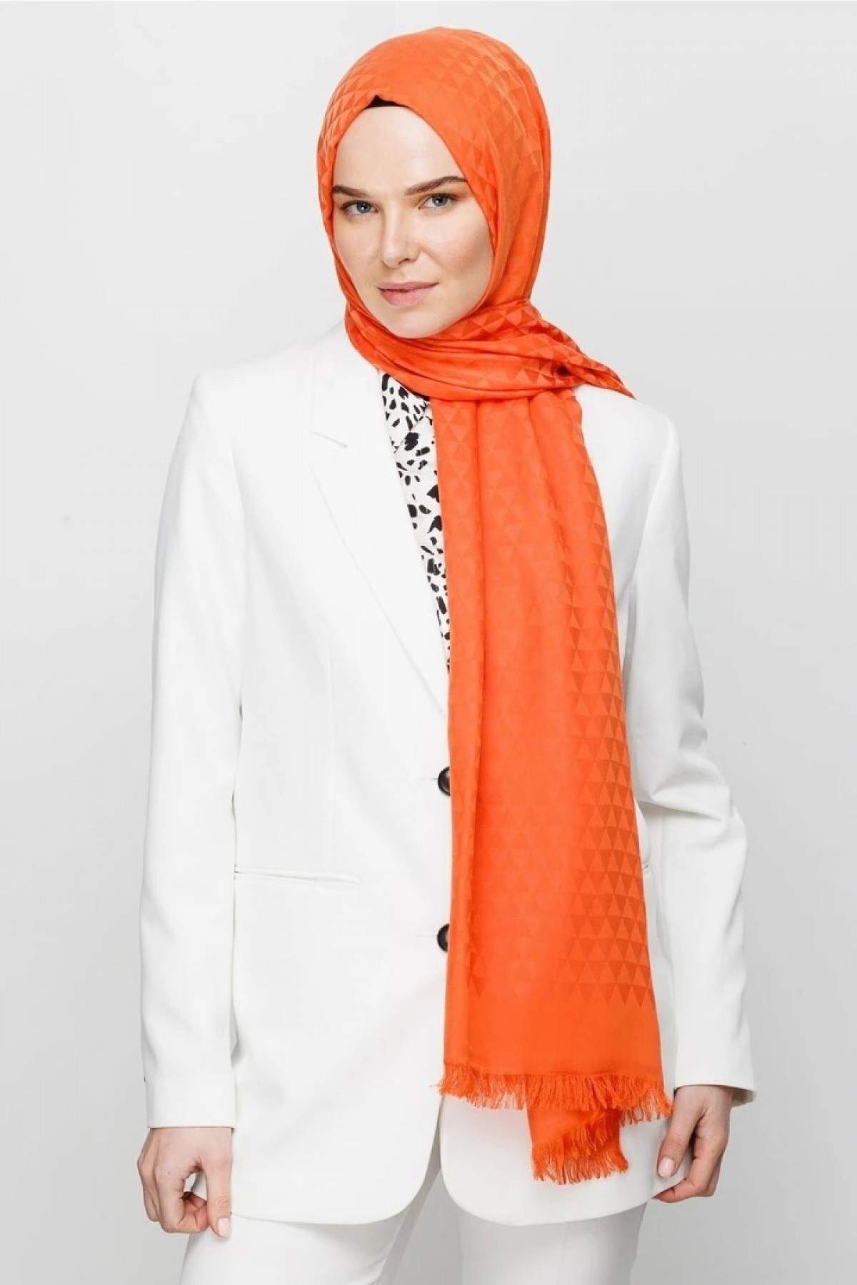 Prism Pattern Cotton Jacquard Scarf 