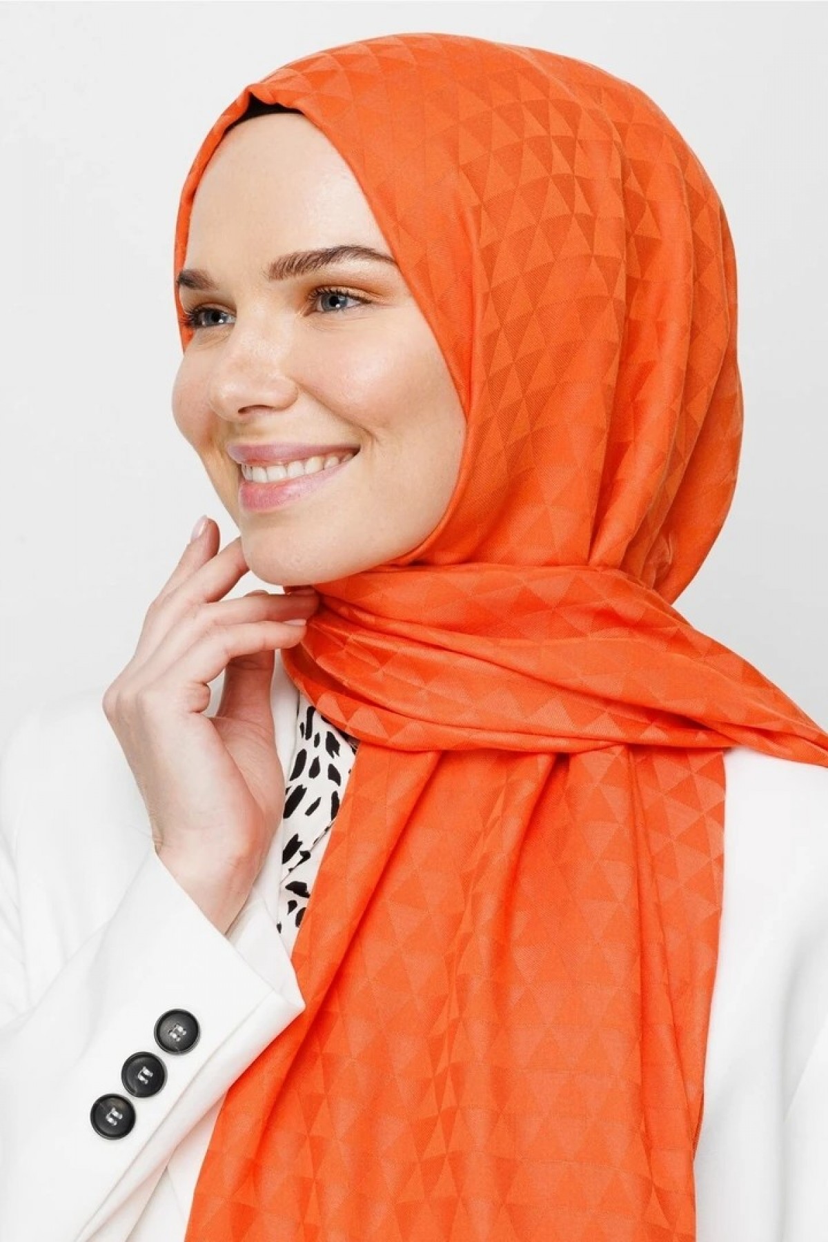 Prism Pattern Cotton Jacquard Scarf 