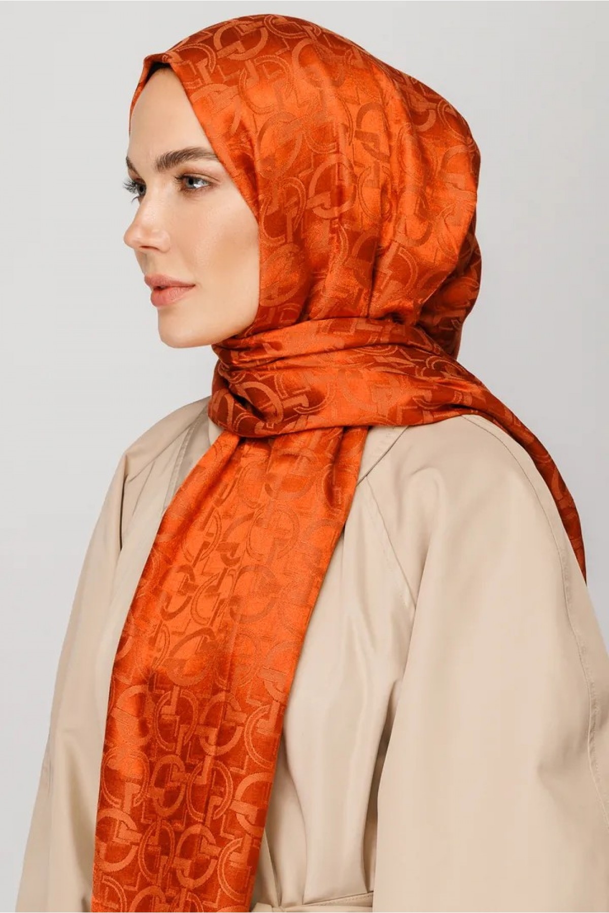 Longar Pattern Shiny Jacquard Scarf 