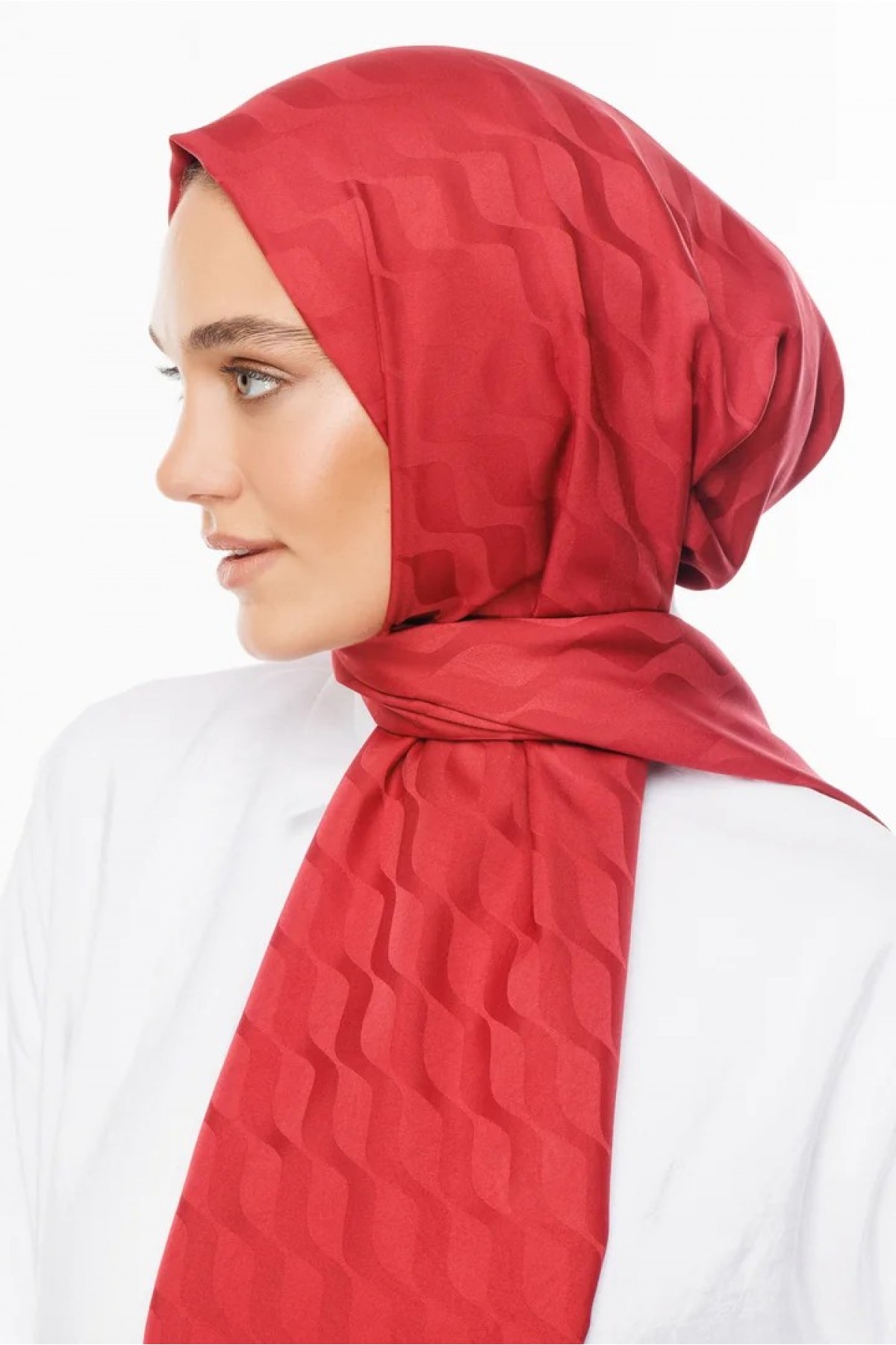 وشاح جاكار حريري بنمط موجي 