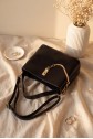 Snap-button and Zipper Long-Shoulder Bag -Black