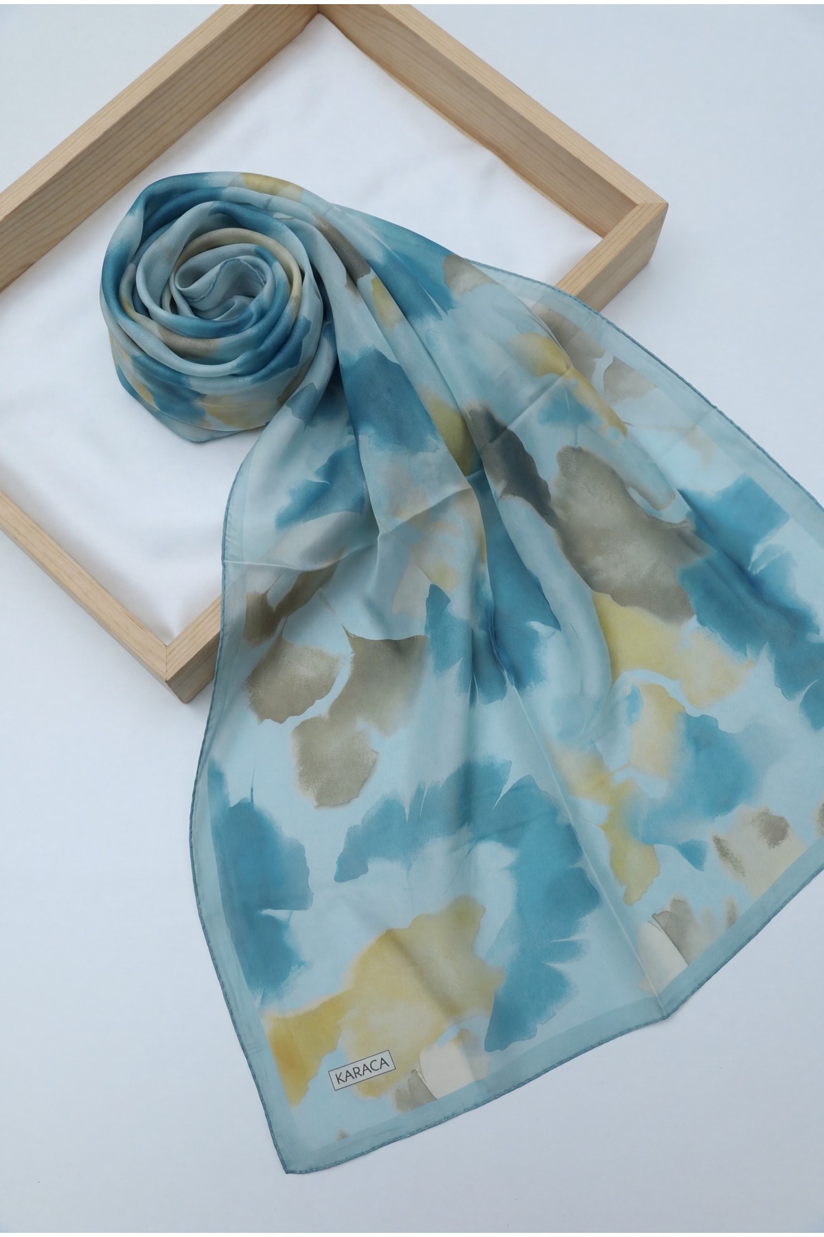 Abstract Floral Voile Shawl - Turquoise