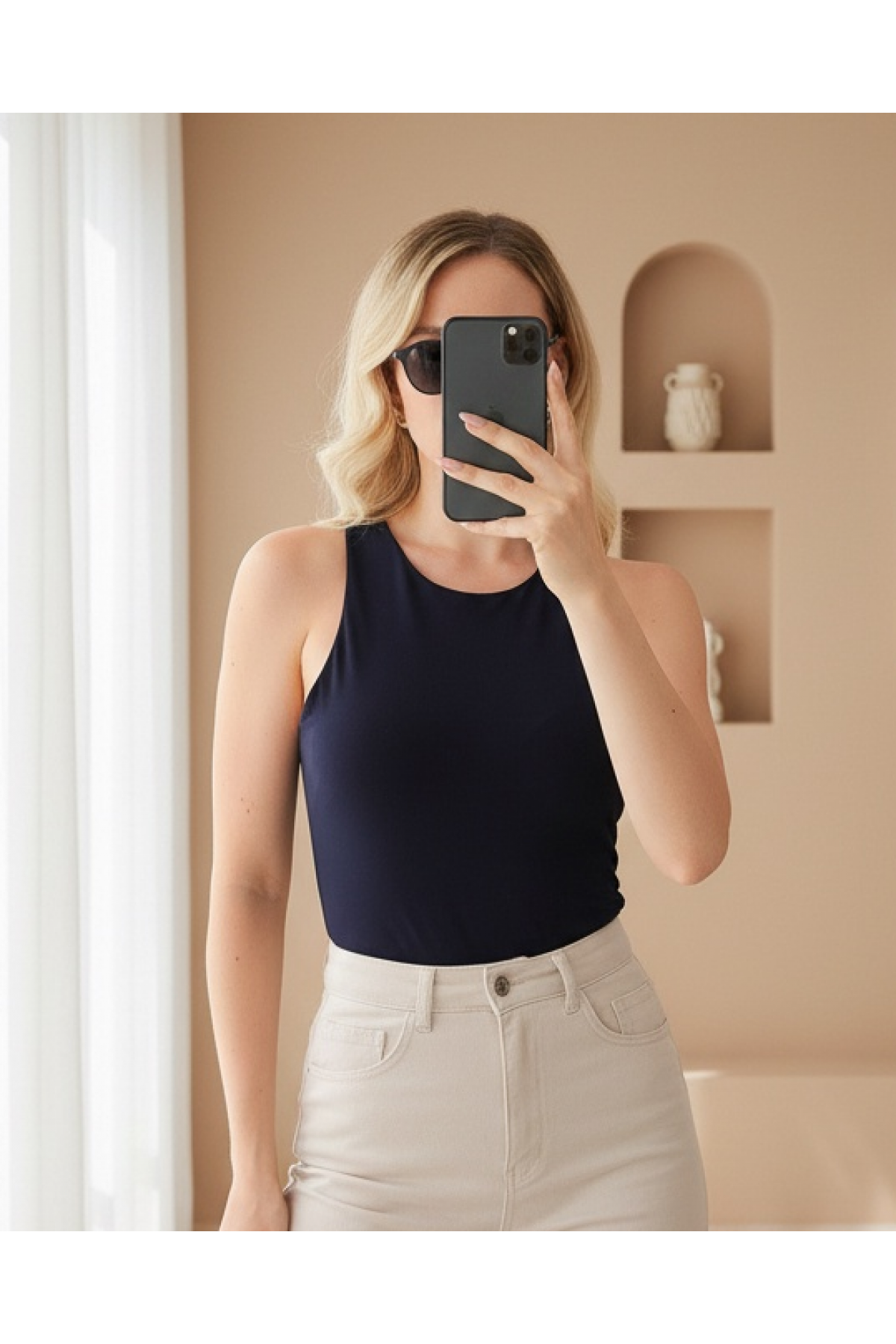 Kadın Halter Yaka Çıtçıtlı Body 972 - Lacivert