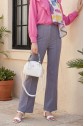 Buttoned Lycra Trousers -Grey