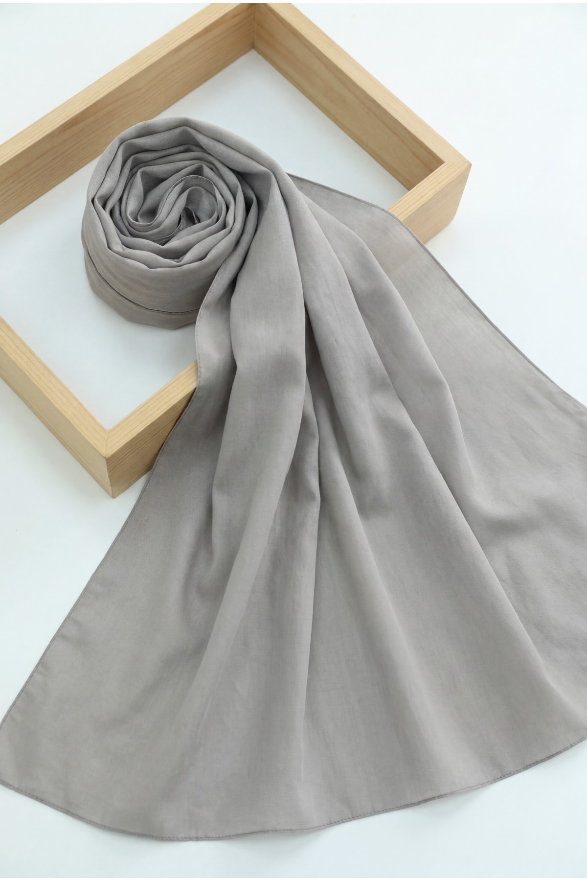 Plain Cotton Scarf -Silver