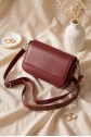 Minimalist Magnetic Closure Shoulder Crossbody Bag -Maroon
