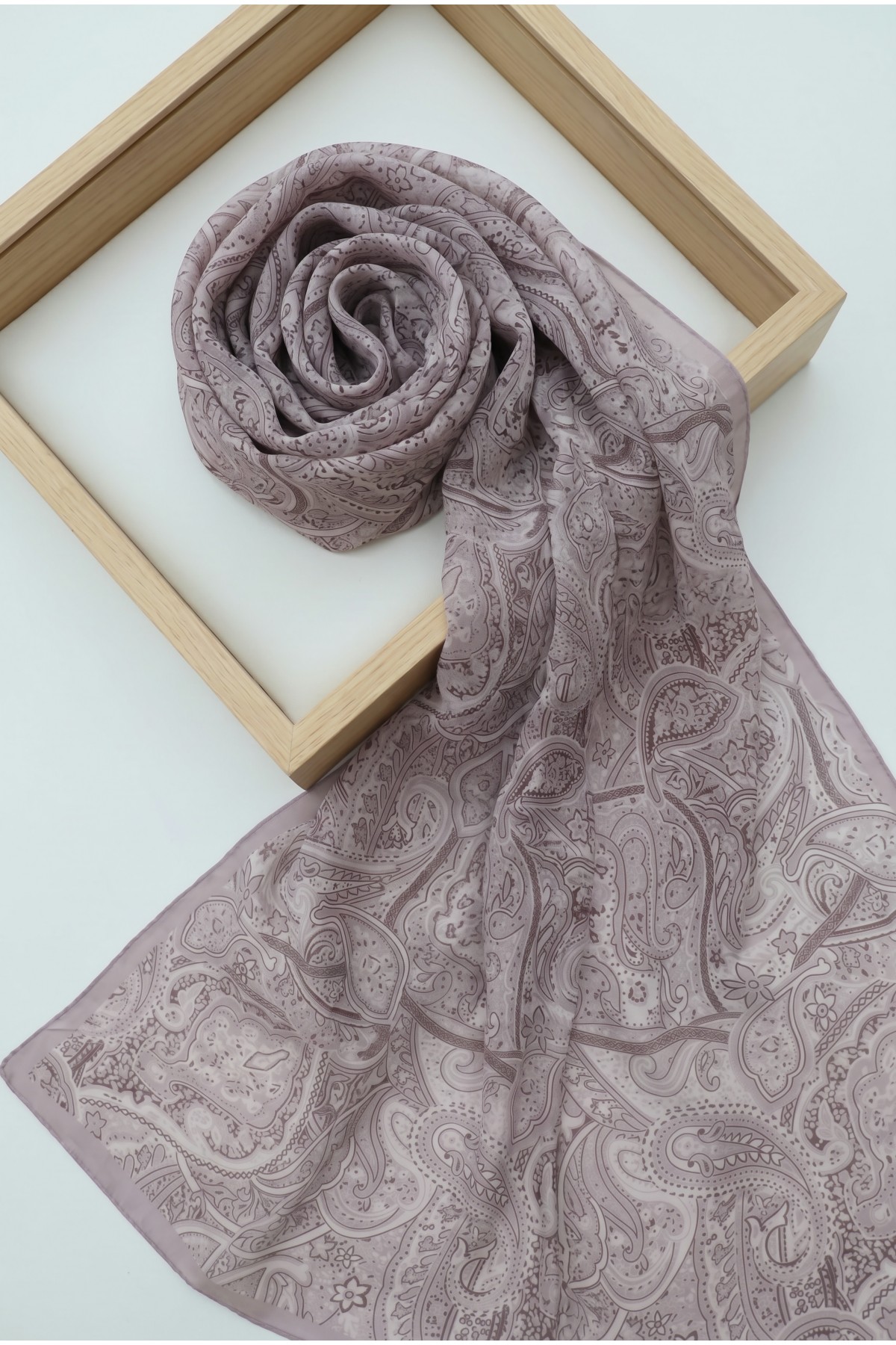 Traditional Floral Patterned Cotton Scarf -Light Lilac