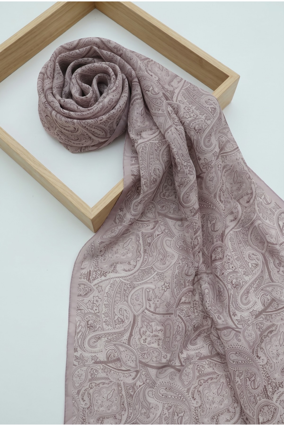 Traditional Floral Patterned Cotton Scarf -Light Lilac