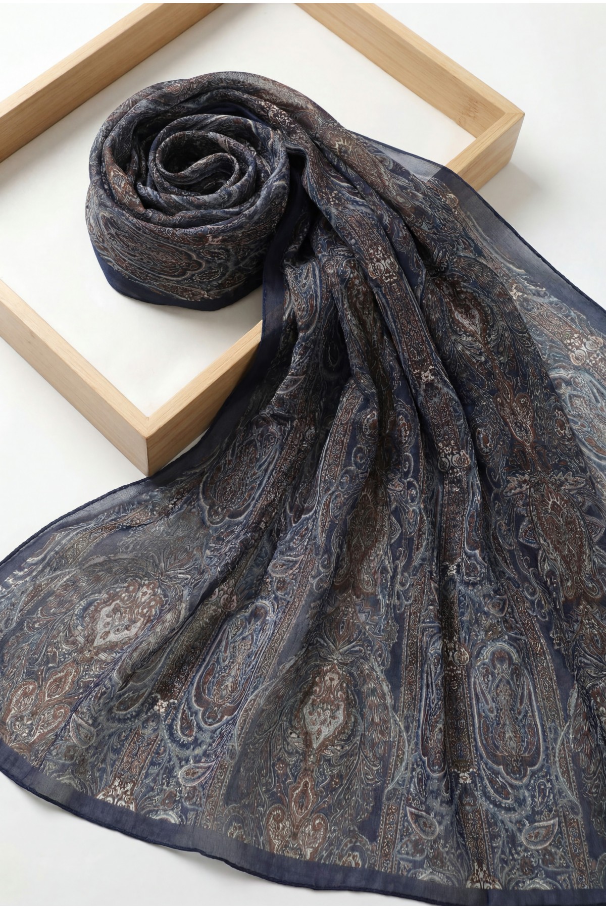 Authentic Striped Traditional Design Cotton Scarf -dark lacquer