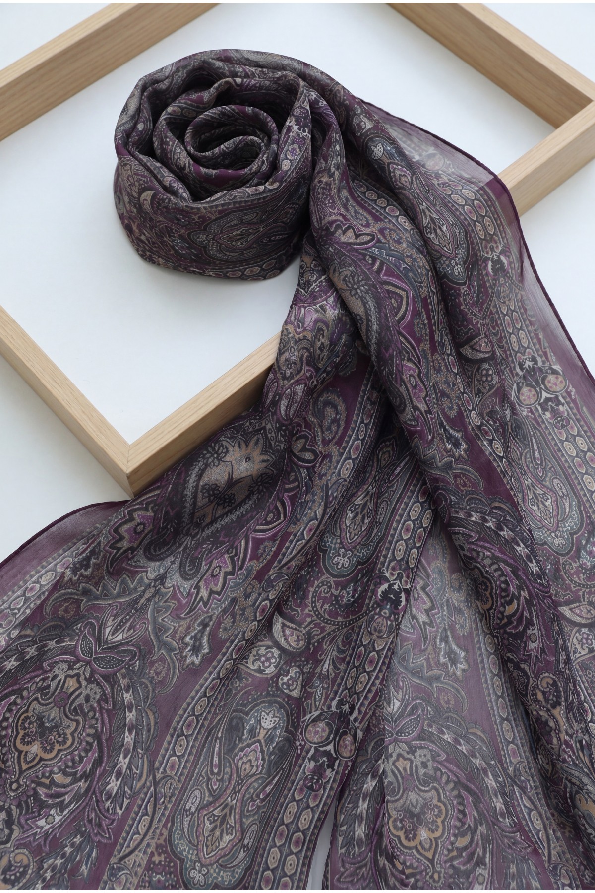 Authentic Striped Traditional Design Cotton Scarf - Purple
