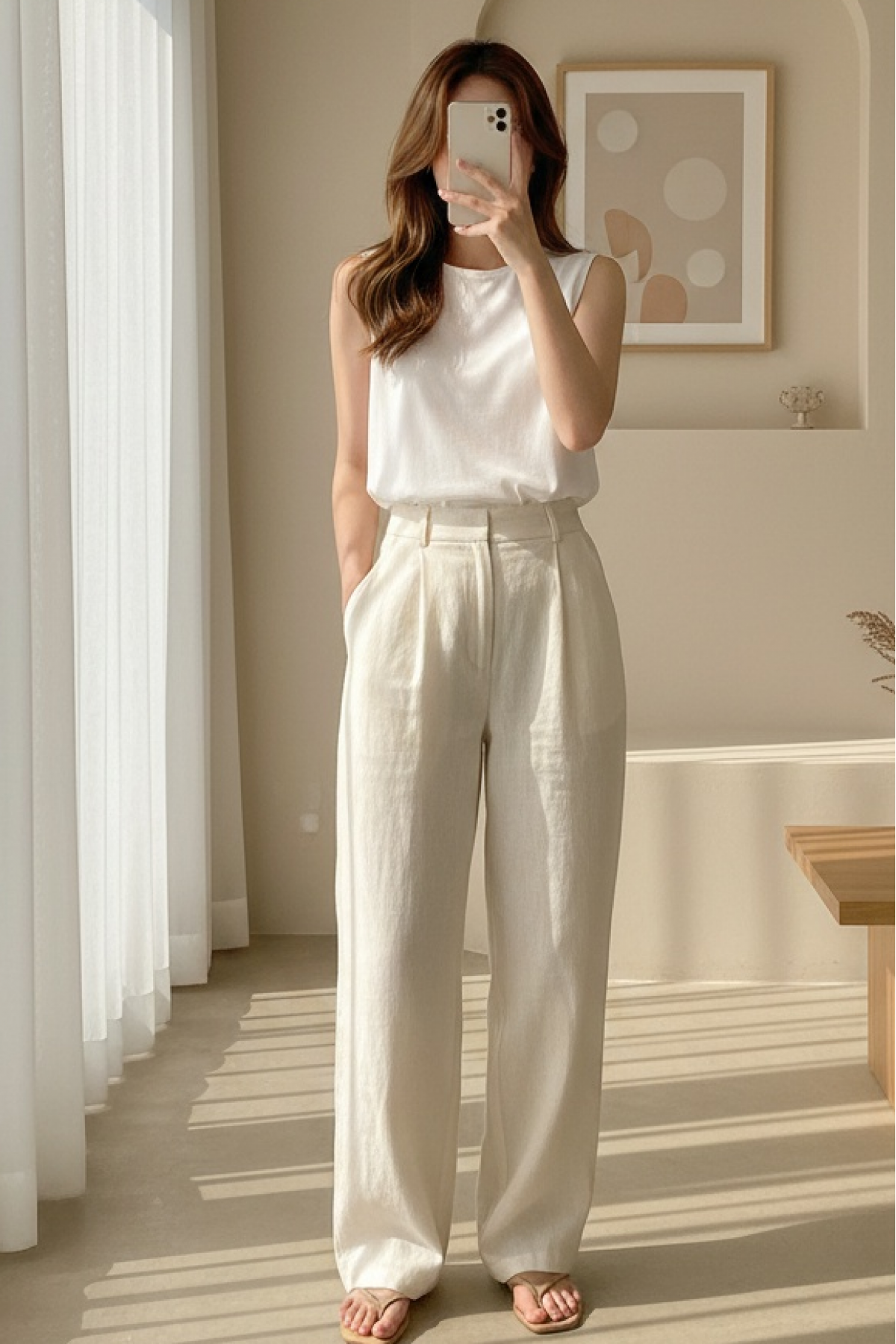 Round Neck Zero Sleeve Modal Underwear -White