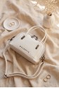 Short Handle Long Strap Double Zip Mini Bag -White