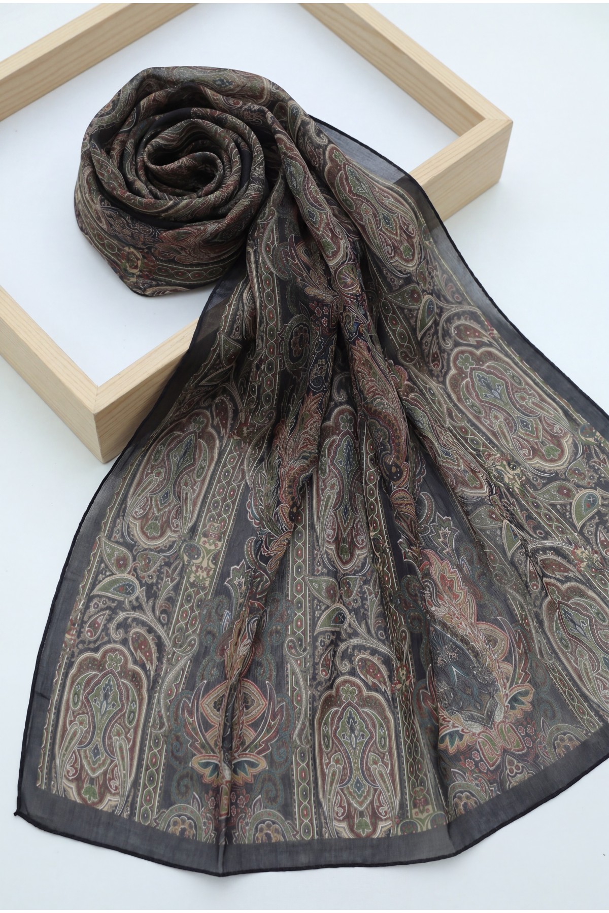 Authentic Striped Traditional Design Cotton Scarf -Dark green