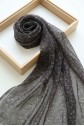 Crisp Floral Patterned Voile Scarf -Dark Coffee