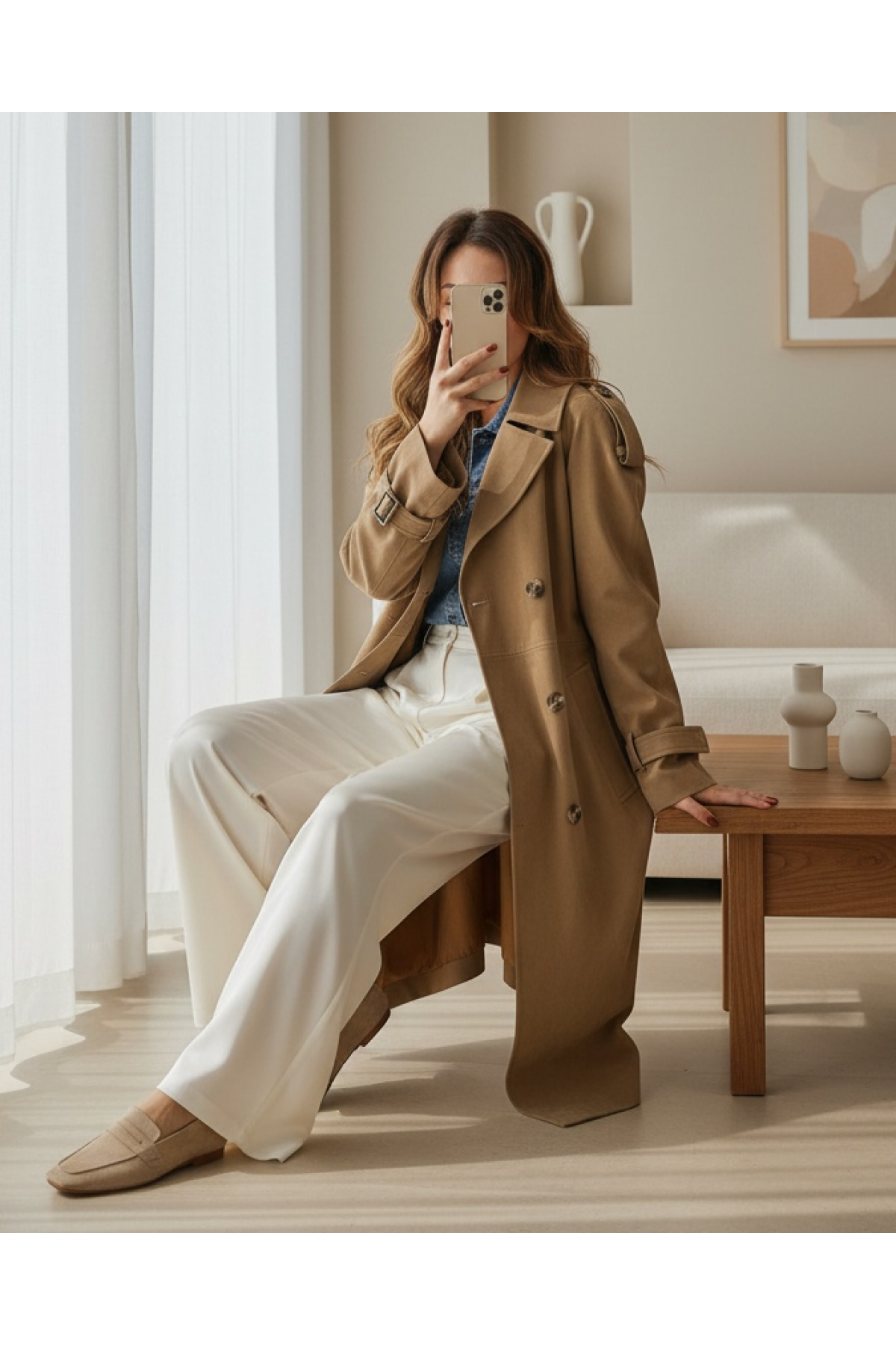 Kadın Süet Trench  -  32407TRC detay görseli