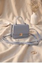 Box Bag with Lockable Lid, Handles and Long Strap -Baby Blue