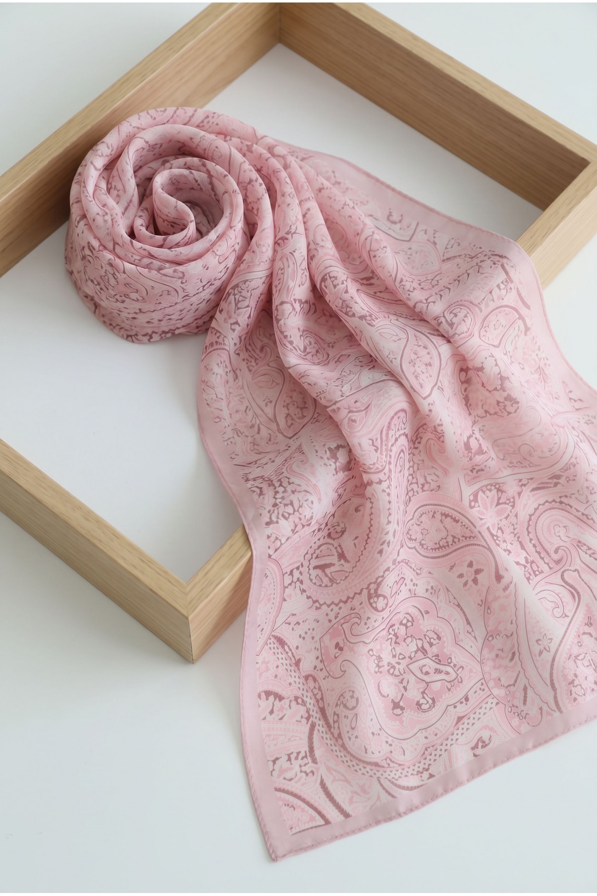 Traditional Floral Patterned Cotton Scarf -Powder