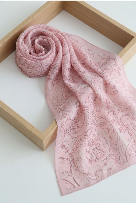 Geleneksel Floral Desenli Coton Şal -Pudra