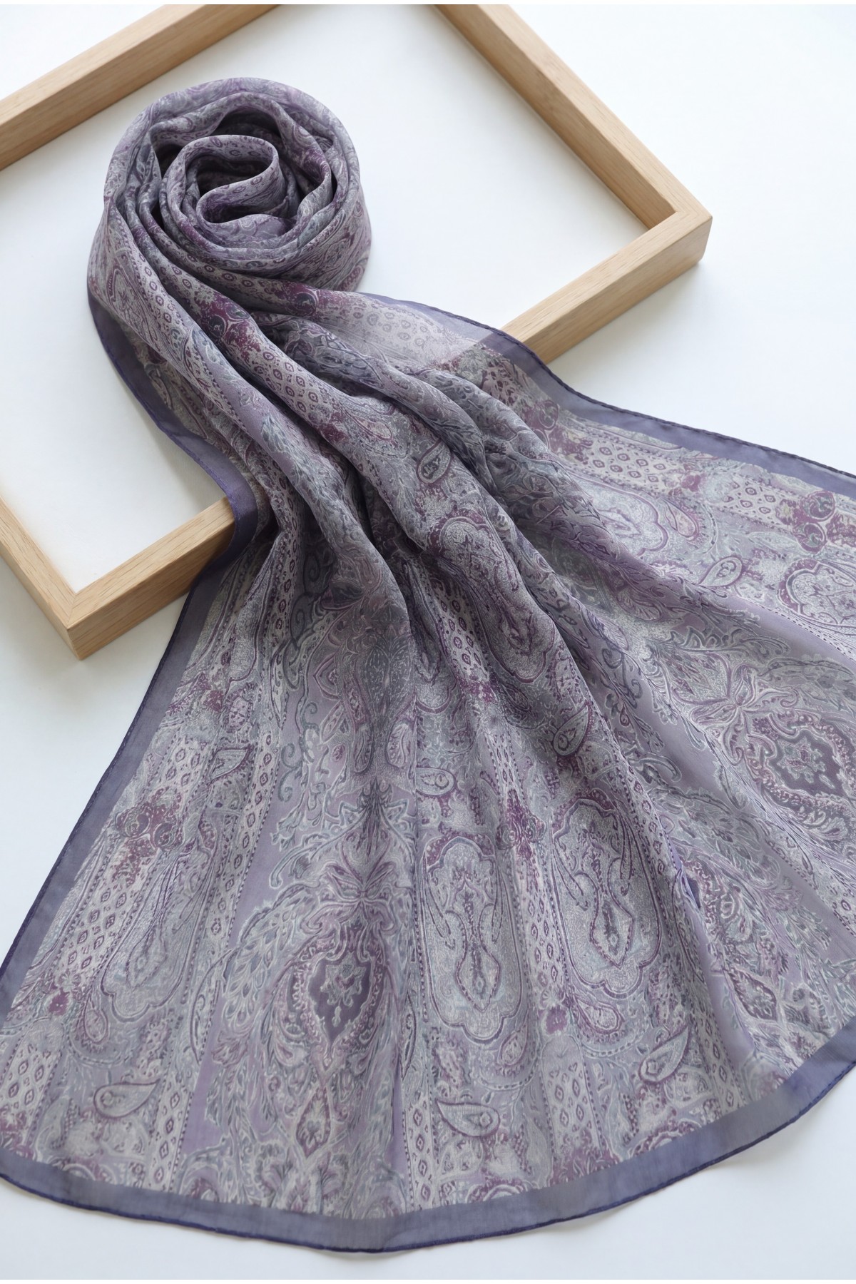Authentic Striped Traditional Design Cotton Scarf -Lilac