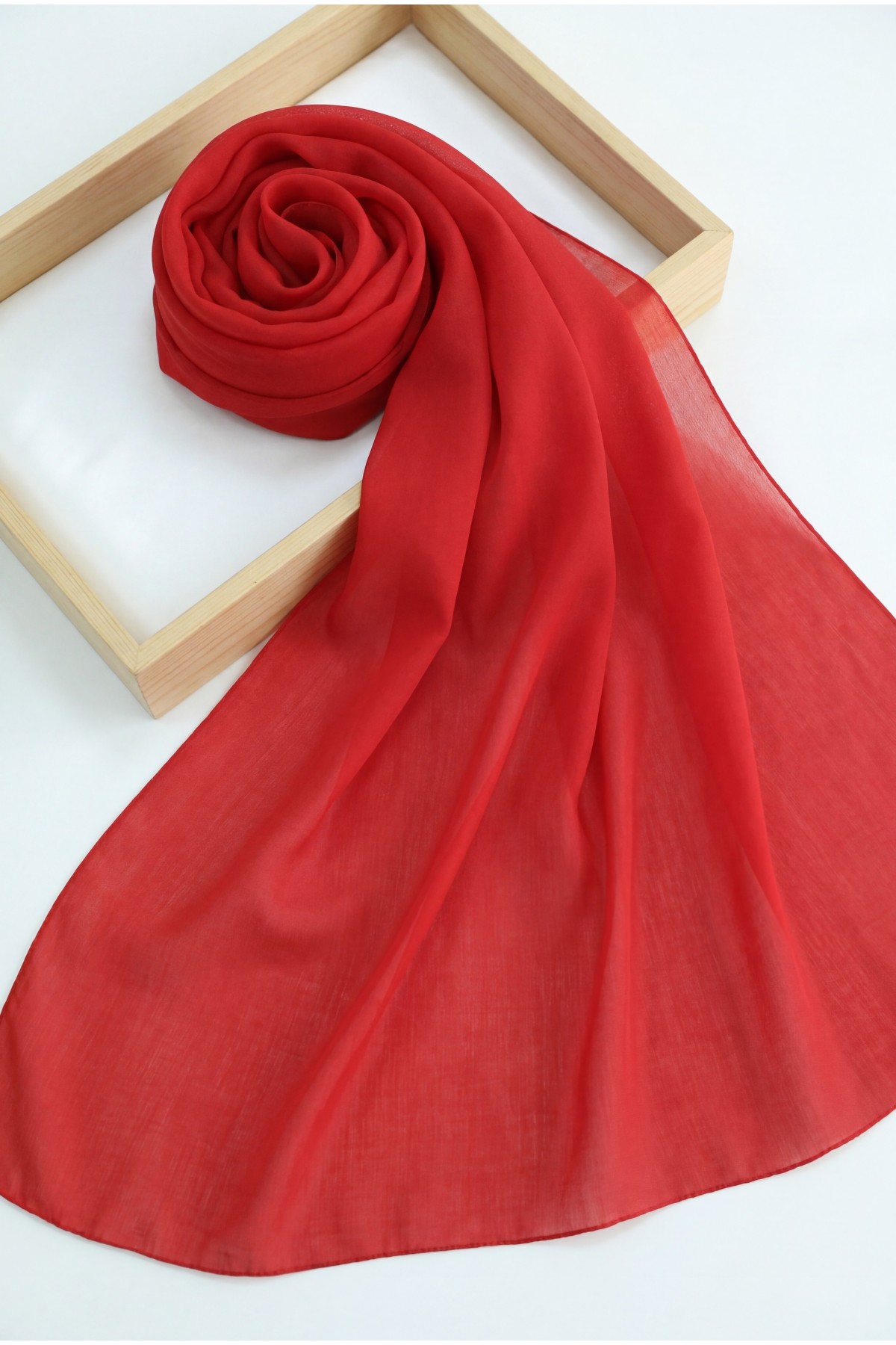 Plain Cotton Scarf -Red