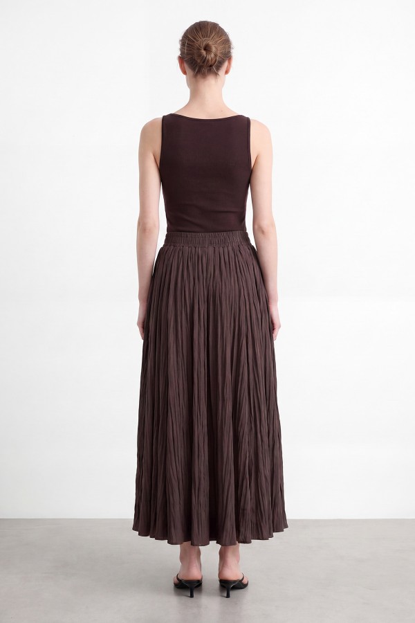 Kadın Beli Lastikli Krinkıl Maxi Etek - 18302ETK