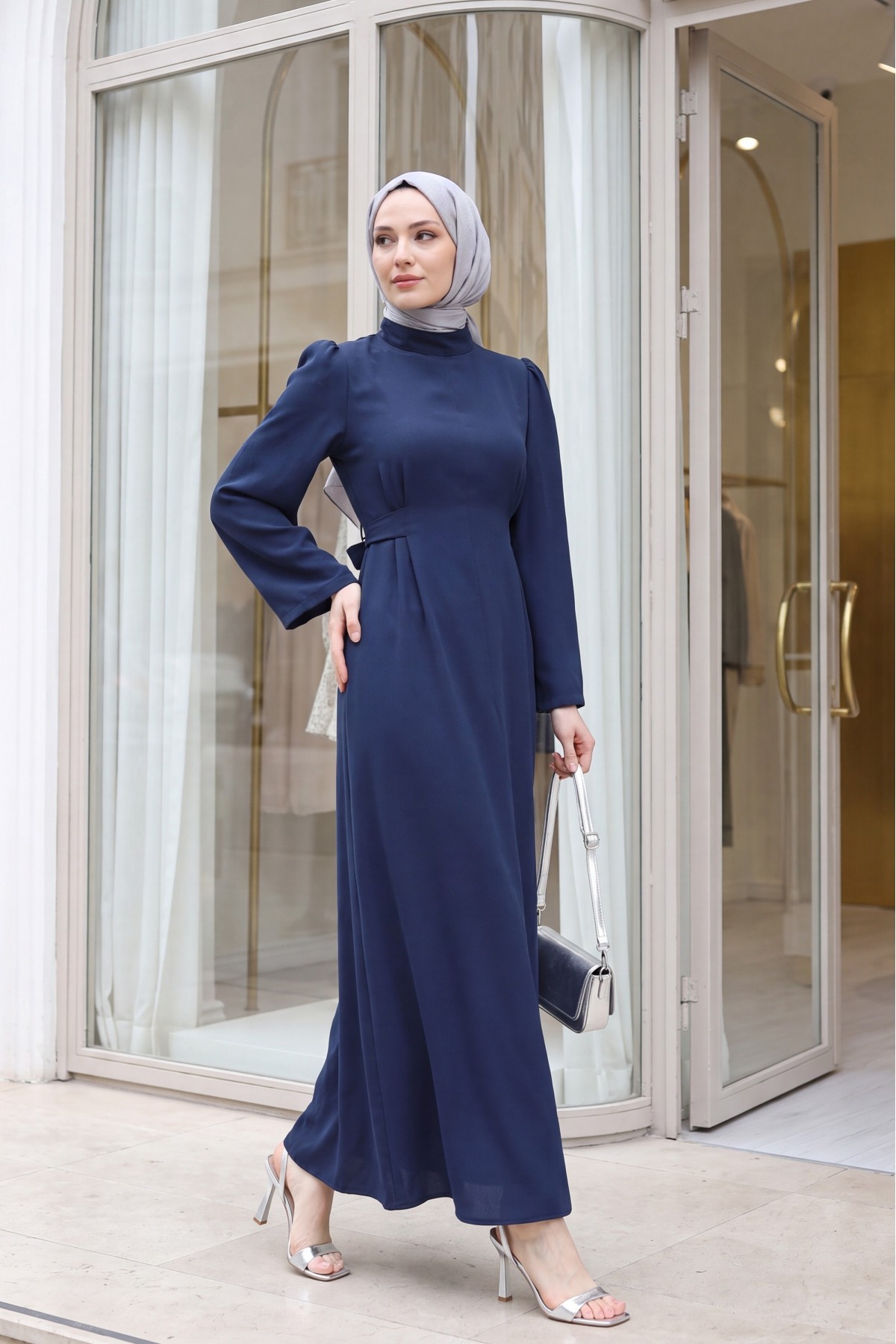 Judge Collar Lace Detailed Dress         -dark lacquer