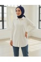 Buttoned Oversize Plain Shirt -White