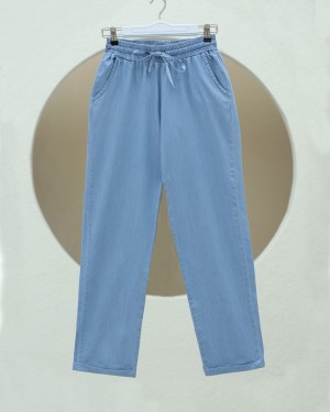 Duble Paça Yıkamalı Soft Kot Pantolon  -Buz Mavi