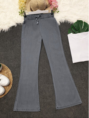 Spanish Leg Lace Detail Jeans  - Light grey