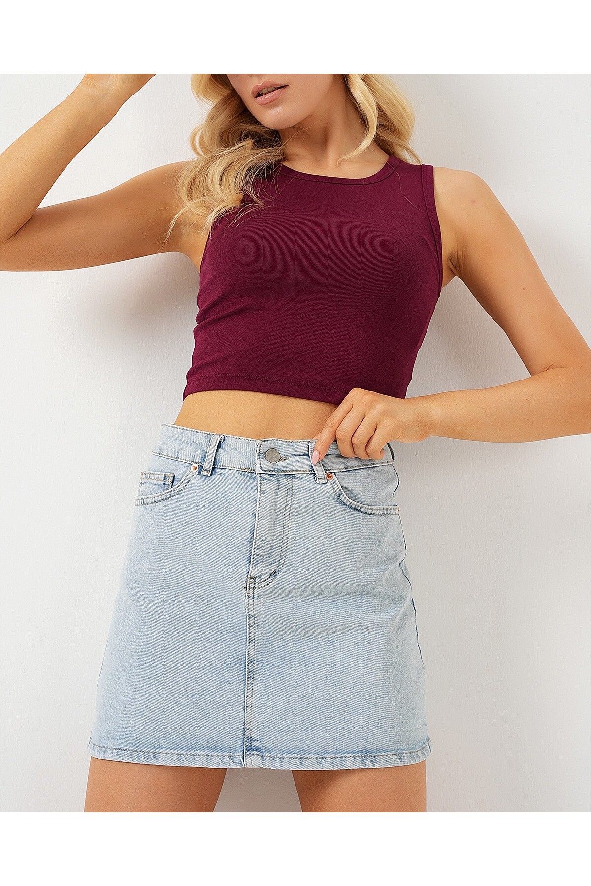 Women's Mini Denim Skirt 8049 -Blue