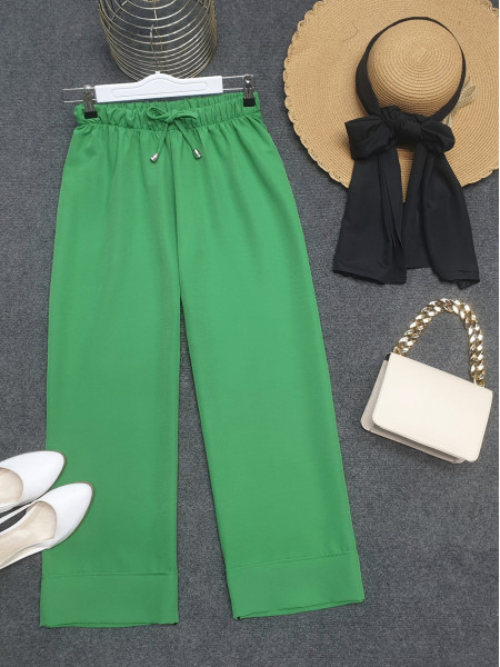 Bağcık Detaylı Double Paça Dikişli Pantolon   -A.Yeşil