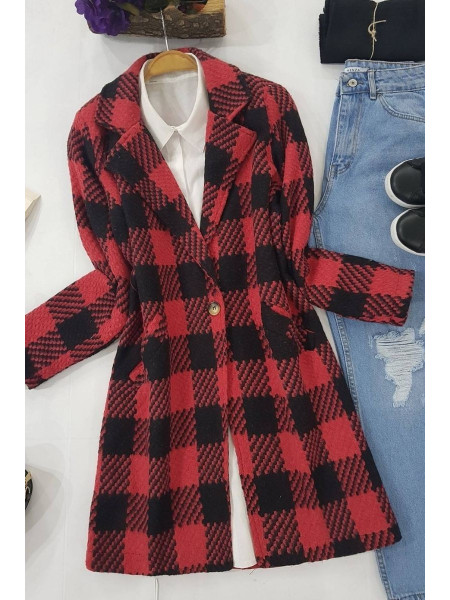 Single Button Jacket -Red