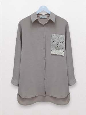 Knit Pocket Buttoned Ayrobin Shirt -Light Mink
