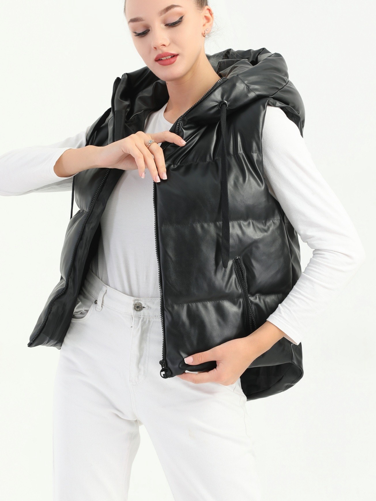 Inflatable Hooded Leather Vest